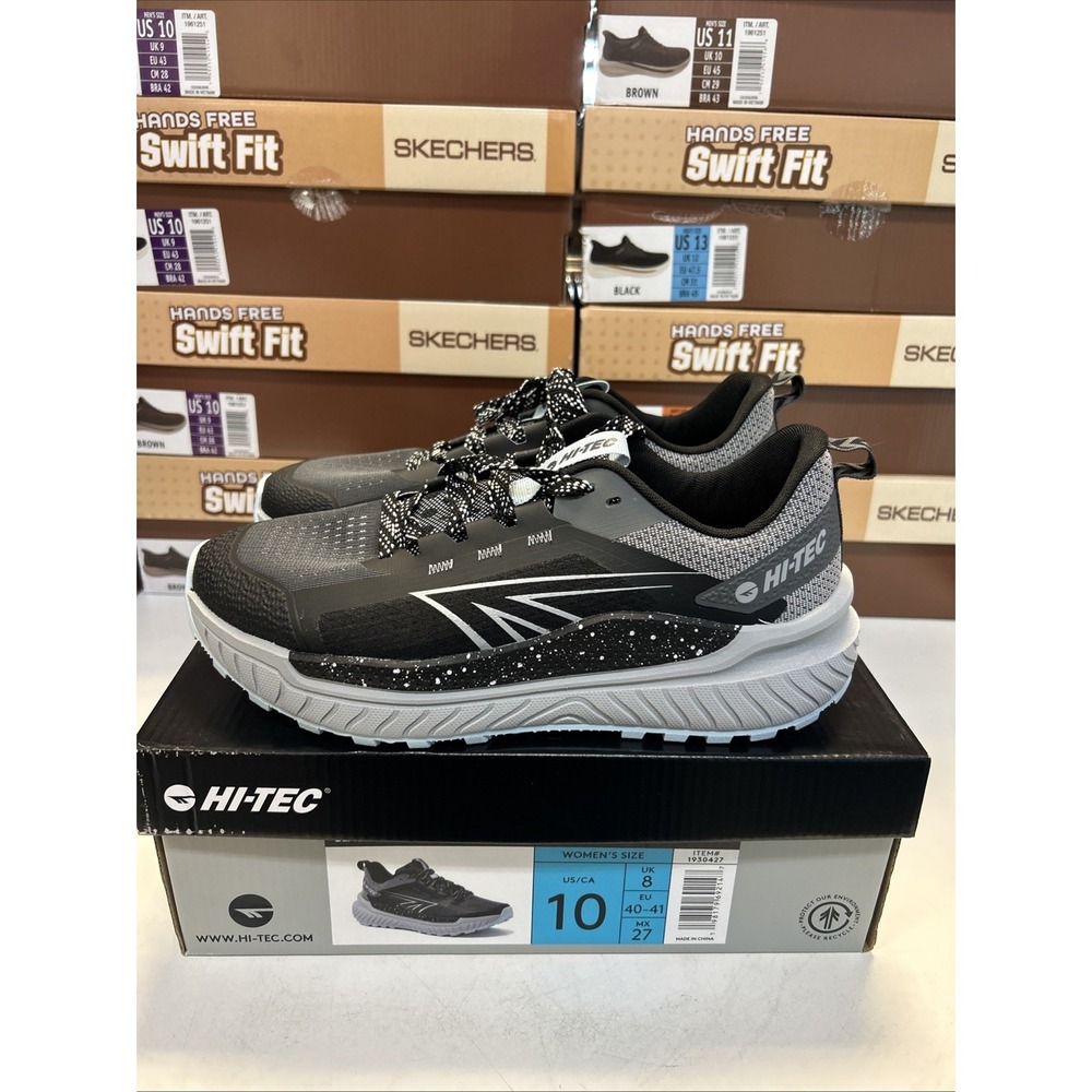 Hi-Tec Walking Shoes Womens Size 10 Black Gray Athletic Sneakers 1930427